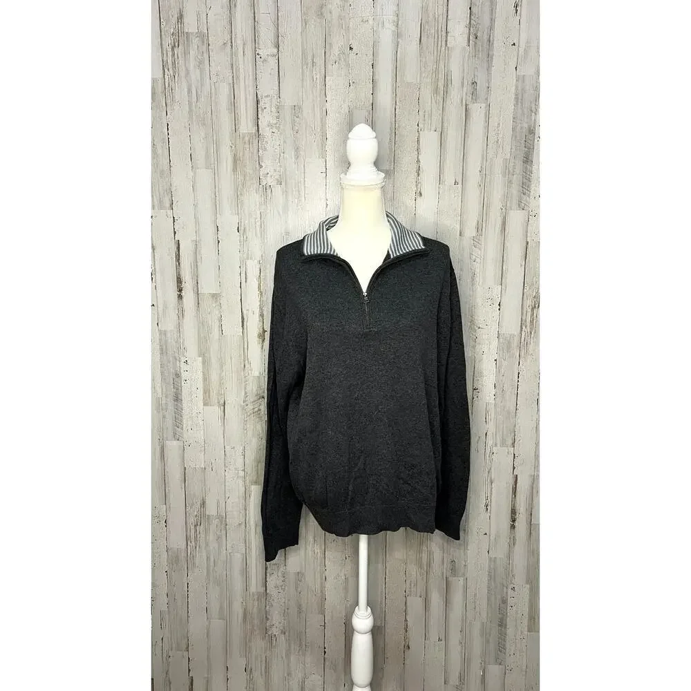 Banana Republic Men's Large Gray Quarter-Zip Pullover Sweater‎